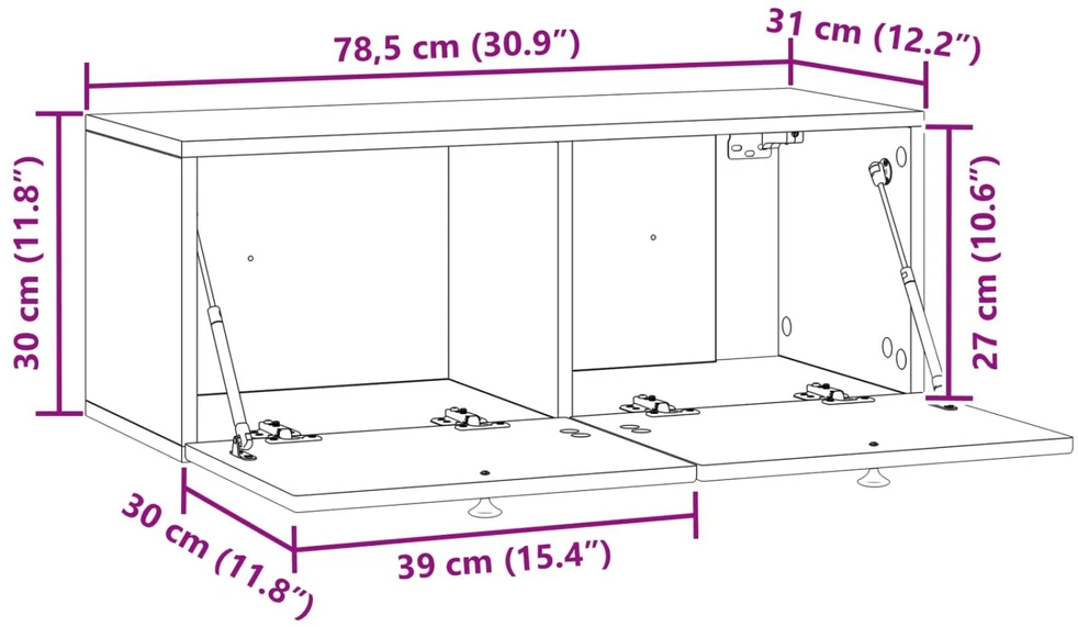 TV staliukas Sieninė TV spintelė Balta 78,5 x 31 x 30 cm Apdirbta mediena