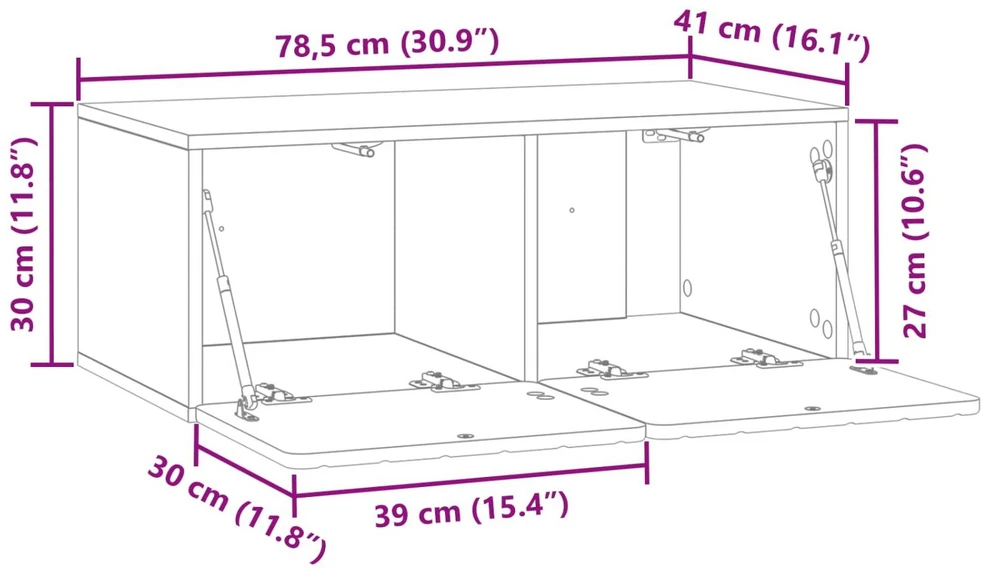 TV staliukas Sieninė TV spintelė 78,5 x 41 x 30 cm Balta Apdirbta mediena