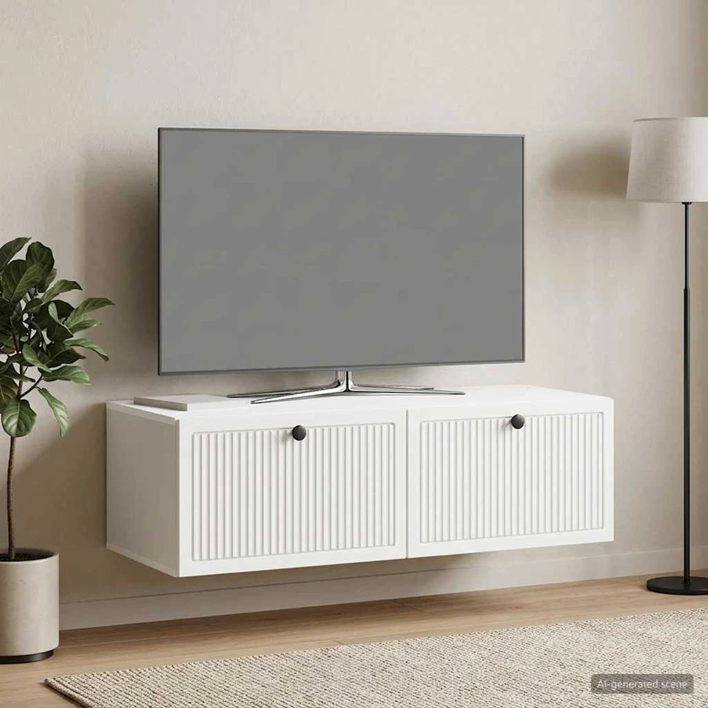 TV staliukas Sieninė TV spintelė Balta 98 x 41 x 30 cm Apdirbta mediena