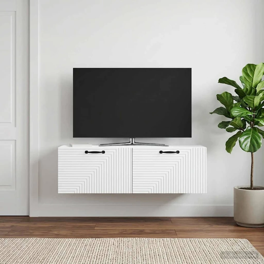 TV staliukas Sieninė TV spintelė Balta 98 x 31 x 30 cm Apdirbta mediena