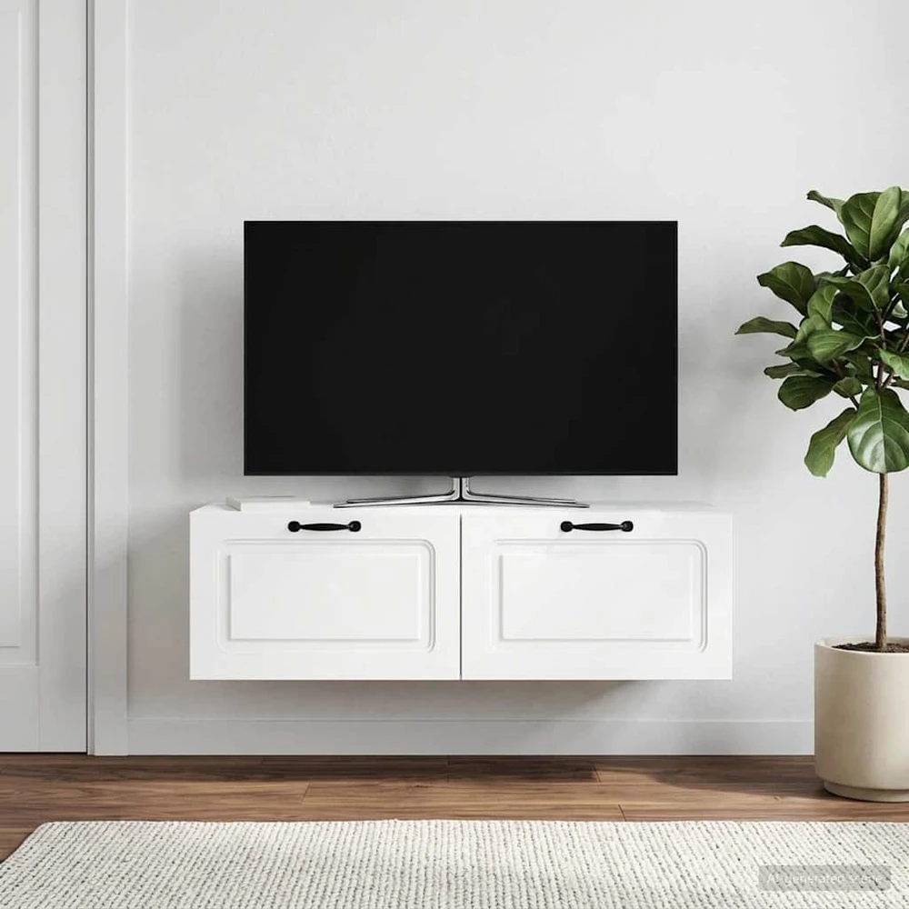 TV staliukas Sieninė TV spintelė Balta 98 x 41 x 30 cm Apdirbta mediena