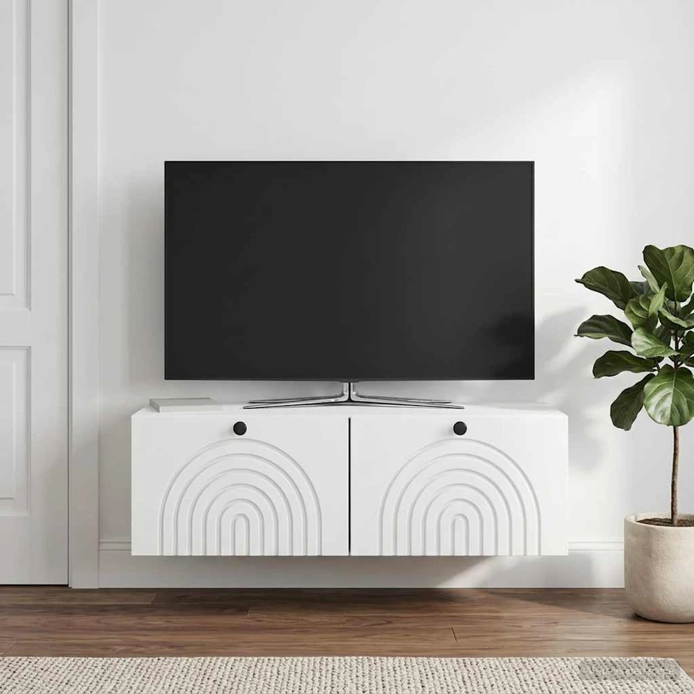TV staliukas Sieninė TV spintelė 99 x 41 x 30 cm Balta Apdirbta mediena