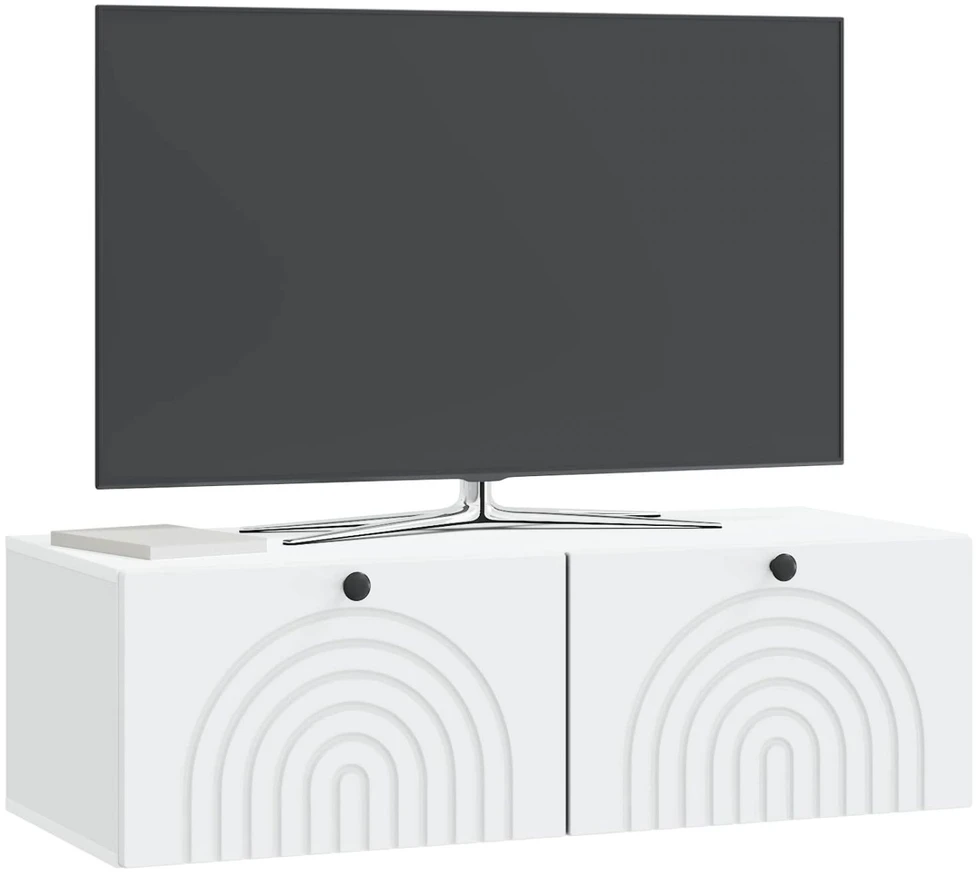 TV staliukas Sieninė TV spintelė 99 x 41 x 30 cm Balta Apdirbta mediena