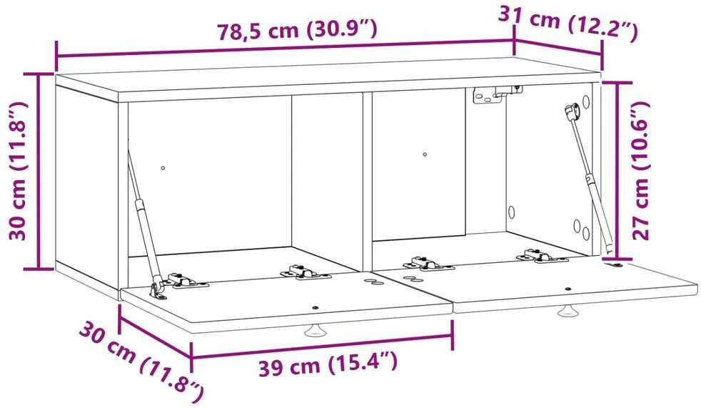 TV staliukas Sieninė TV spintelė Dūminio ąžuolo 78,5 x 31 x 30 cm