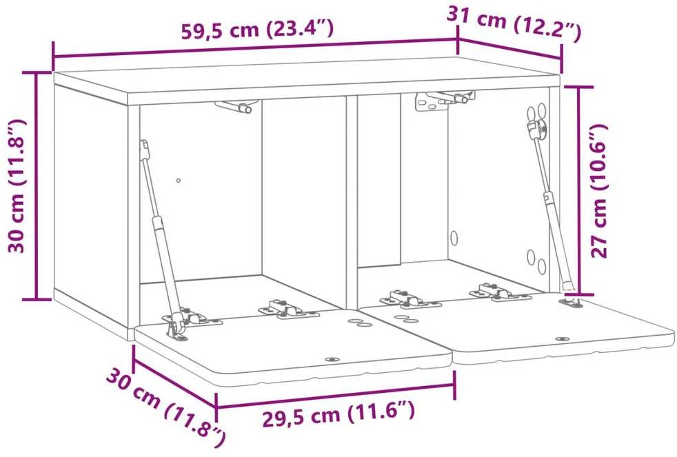 TV staliukas Sieninė TV spintelė 59,5 x 31 x 30 cm Dūminio ąžuolo