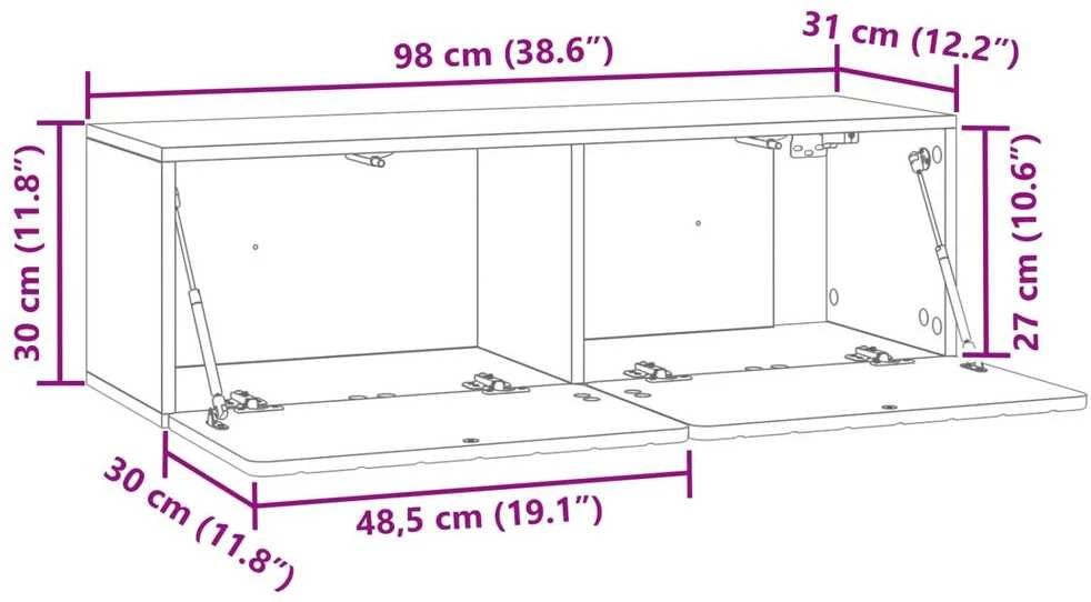 TV staliukas Sieninė TV spintelė 98 x 31 x 30 cm Dūminio ąžuolo