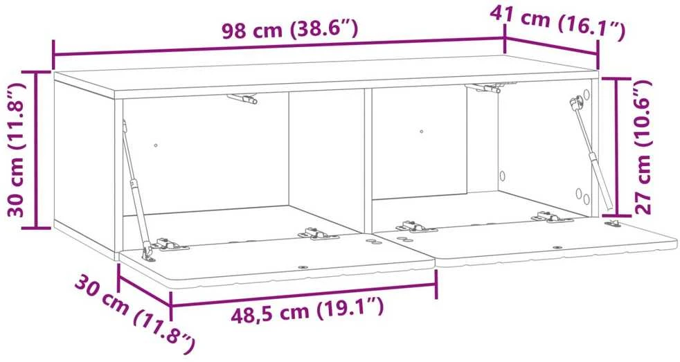 TV staliukas Sieninė TV spintelė 98 x 41 x 30 cm Dūminio ąžuolo