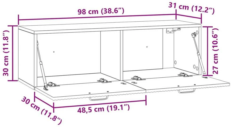 TV staliukas Sieninė TV spintelė Itin blizgi balta 98 x 31 x 30 cm