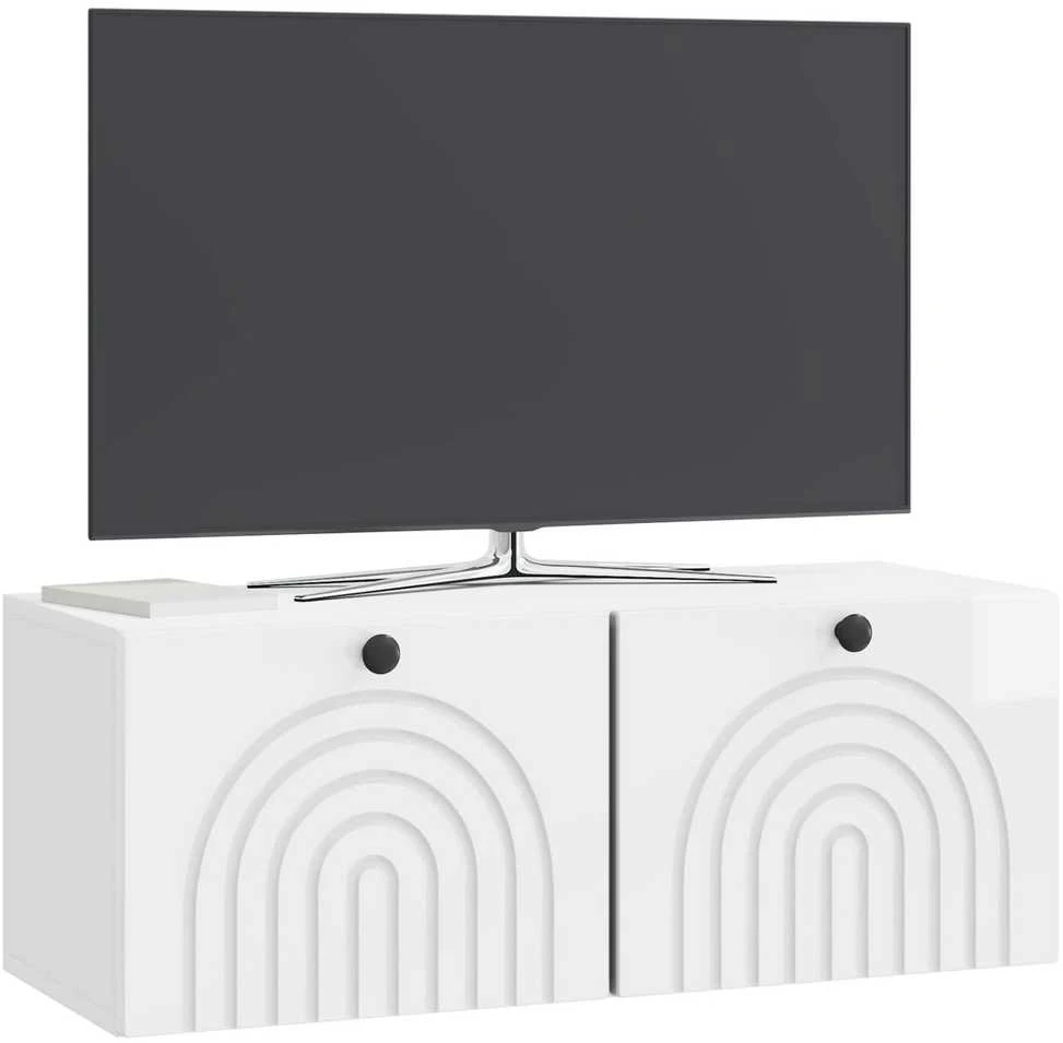 Sieninė TV spintelė Itin blizgi balta 78,5 x 31 x 30 cm
