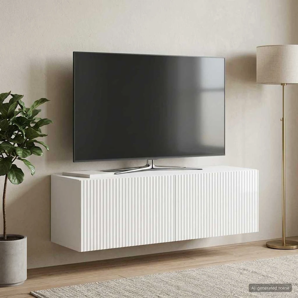 TV staliukas Sieninė TV spintelė 98 x 31 x 30 cm Itin blizgi balta