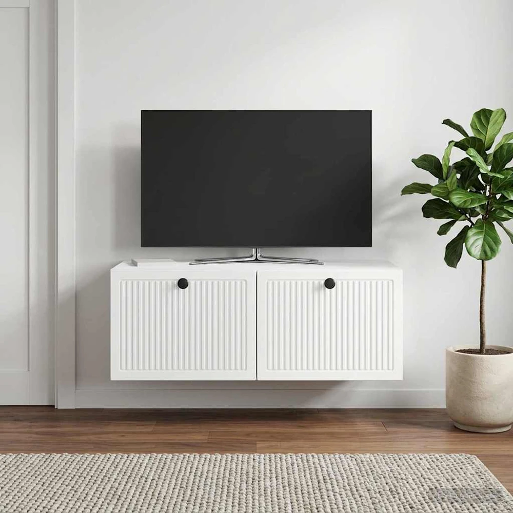 TV staliukas Sieninė TV spintelė Itin blizgi balta 78,5 x 41 x 30 cm