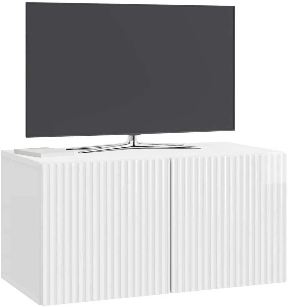 TV staliukas Sieninė TV spintelė 59,5 x 31 x 30 cm Itin blizgi balta