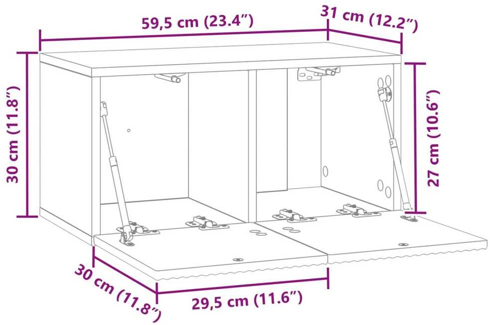 TV staliukas Sieninė TV spintelė 59,5 x 31 x 30 cm Itin blizgi balta