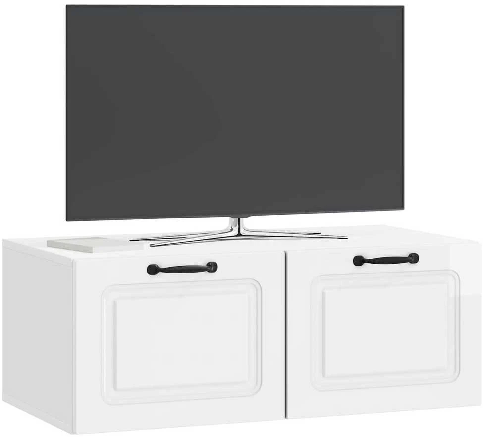 TV staliukas Sieninė TV spintelė Itin blizgi balta 78,5 x 41 x 30 cm