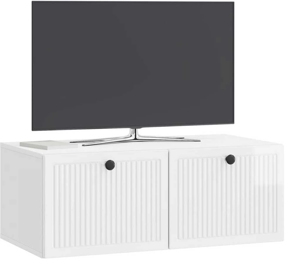 TV staliukas Sieninė TV spintelė Itin blizgi balta 78,5 x 41 x 30 cm