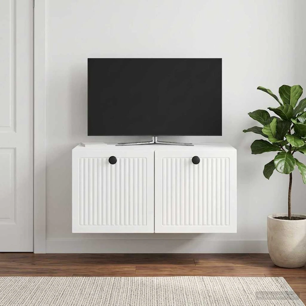 Sieninė TV spintelė Itin blizgi balta 59,5 x 41 x 30 cm