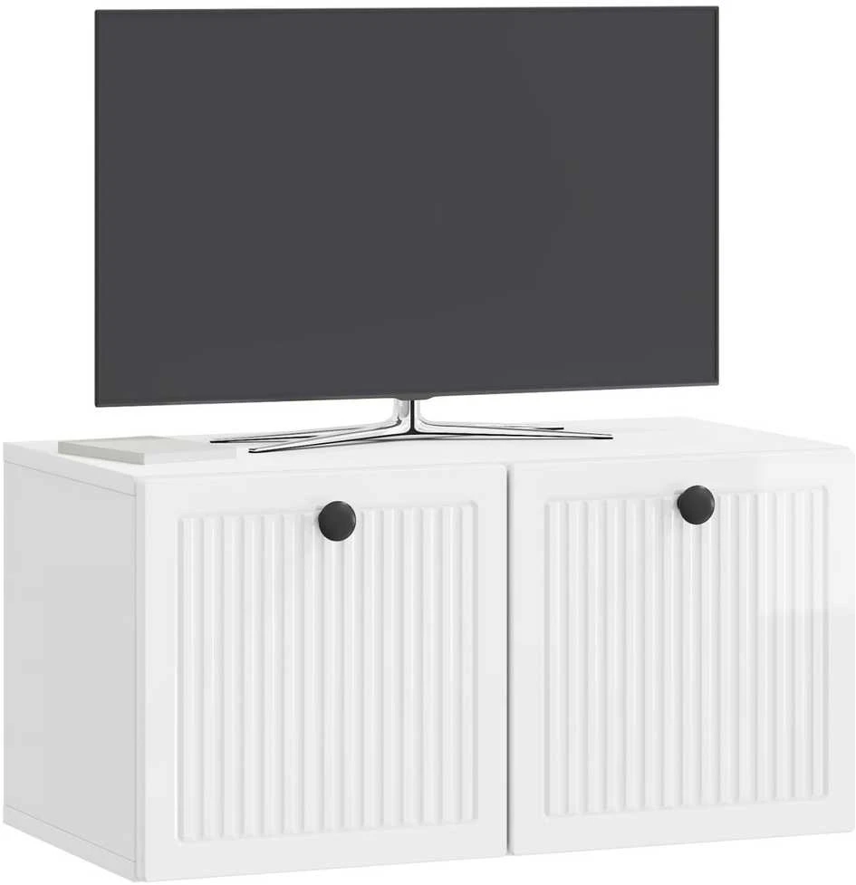 TV staliukas Sieninė TV spintelė Itin blizgi balta 59,5 x 31 x 30 cm