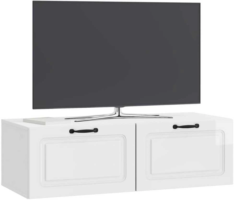 TV staliukas Sieninė TV spintelė Itin blizgi balta 98 x 41 x 30 cm