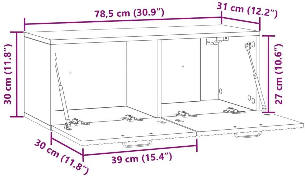 TV staliukas Sieninė TV spintelė Itin blizgi balta 78,5 x 31 x 30 cm