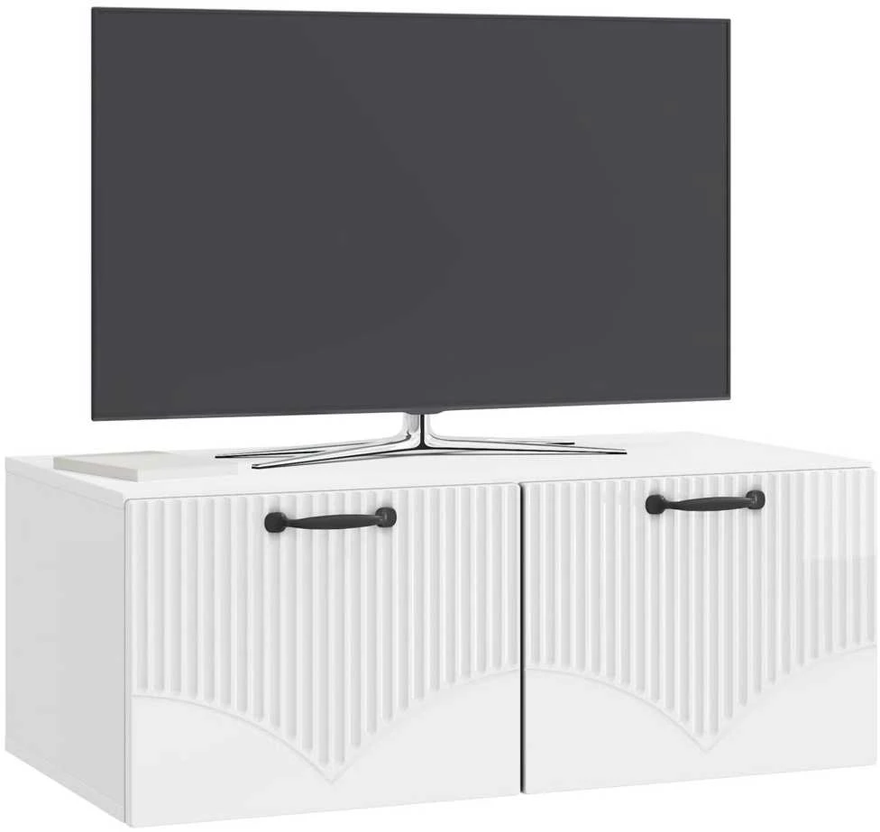 TV staliukas Sieninė TV spintelė Itin blizgi balta 78,5 x 41 x 30 cm