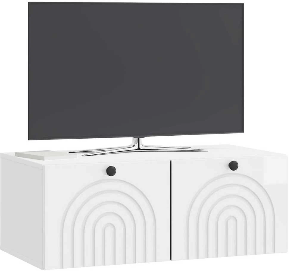 TV staliukas Sieninė TV spintelė Itin blizgi balta 78,5 x 41 x 30 cm