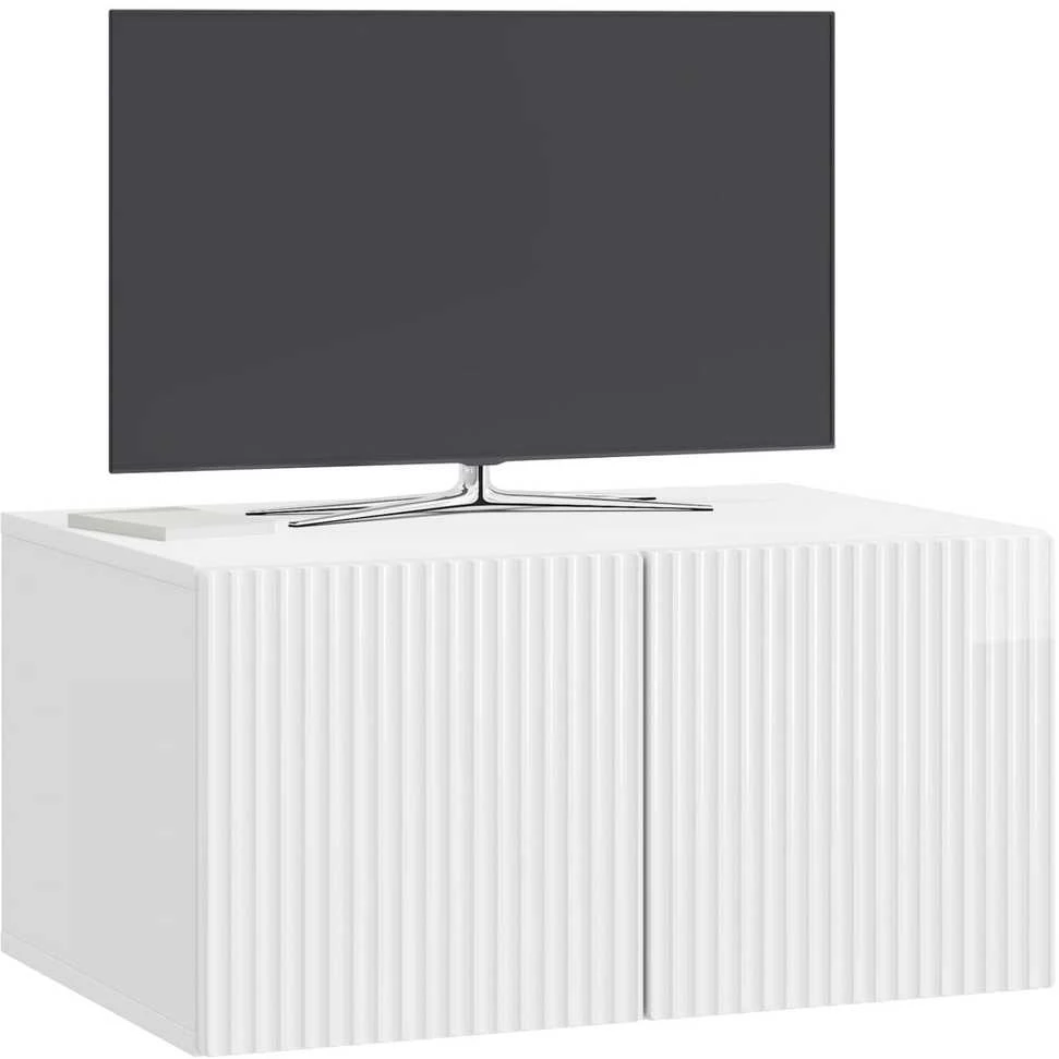 TV staliukas Sieninė TV spintelė 59,5 x 41 x 30 cm Itin blizgi balta