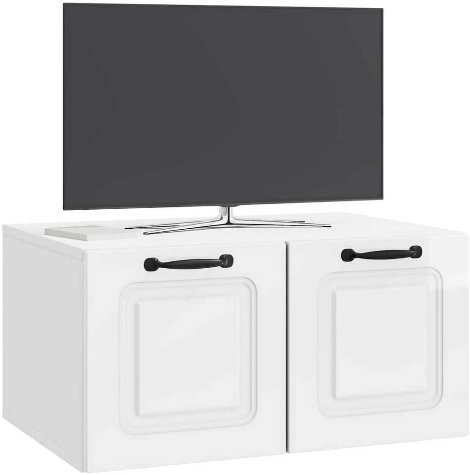 TV staliukas Sieninė TV spintelė Itin blizgi balta 59,5 x 41 x 30 cm