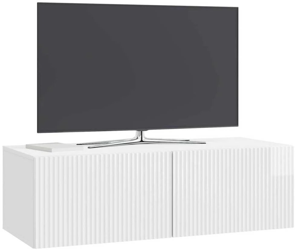 TV staliukas Sieninė TV spintelė 98 x 41 x 30 cm Itin blizgi balta