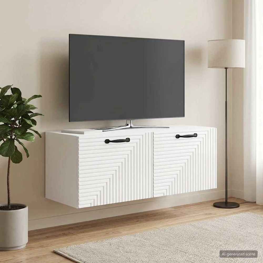 Sieninė TV spintelė Itin blizgi balta 78,5 x 31 x 30 cm