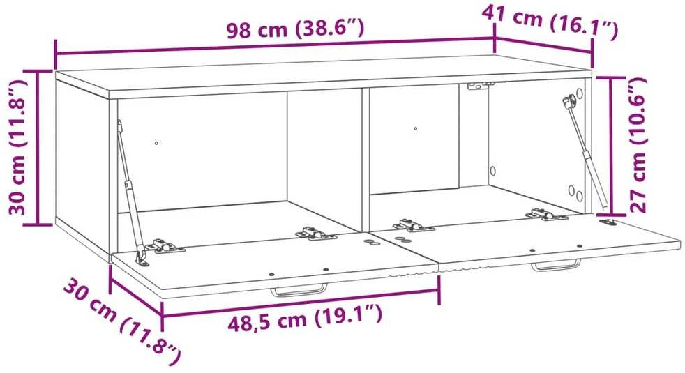 TV staliukas Sieninė TV spintelė Itin blizgi balta 98 x 41 x 30 cm