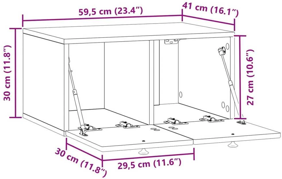 Sieninė TV spintelė Itin blizgi balta 59,5 x 41 x 30 cm