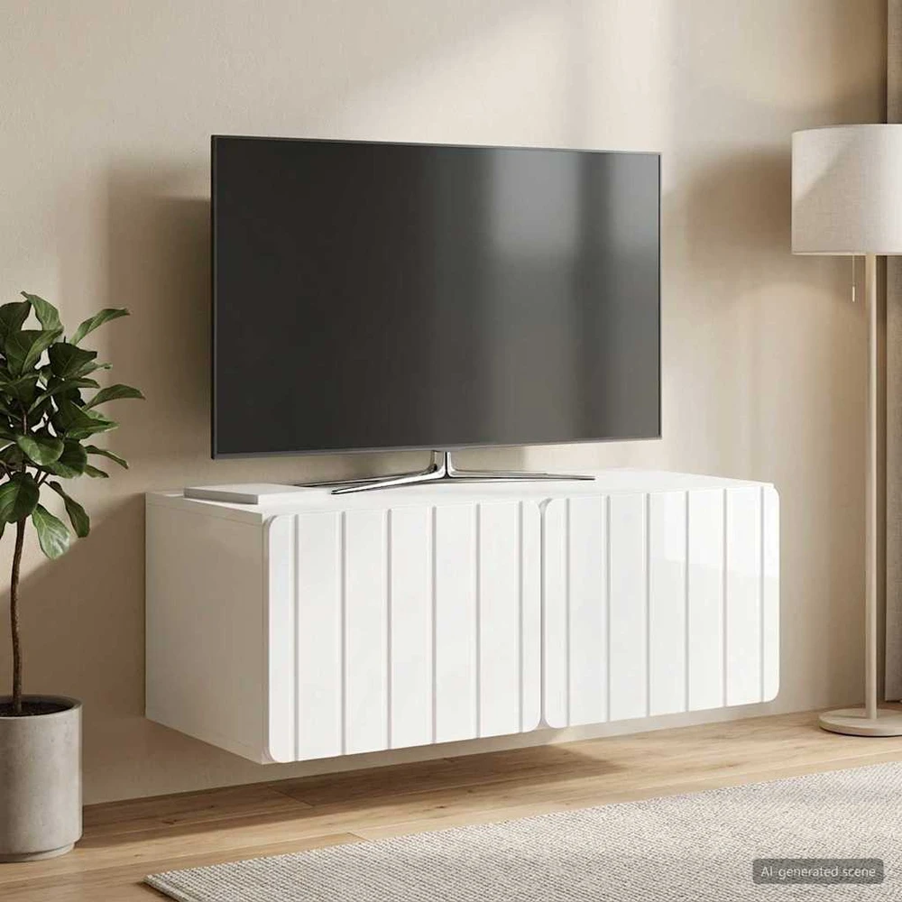 TV staliukas Sieninė TV spintelė 78,5 x 41 x 30 cm Itin blizgi balta