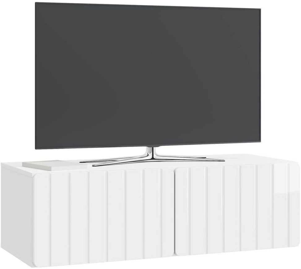 TV staliukas Sieninė TV spintelė 98 x 41 x 30 cm Itin blizgi balta