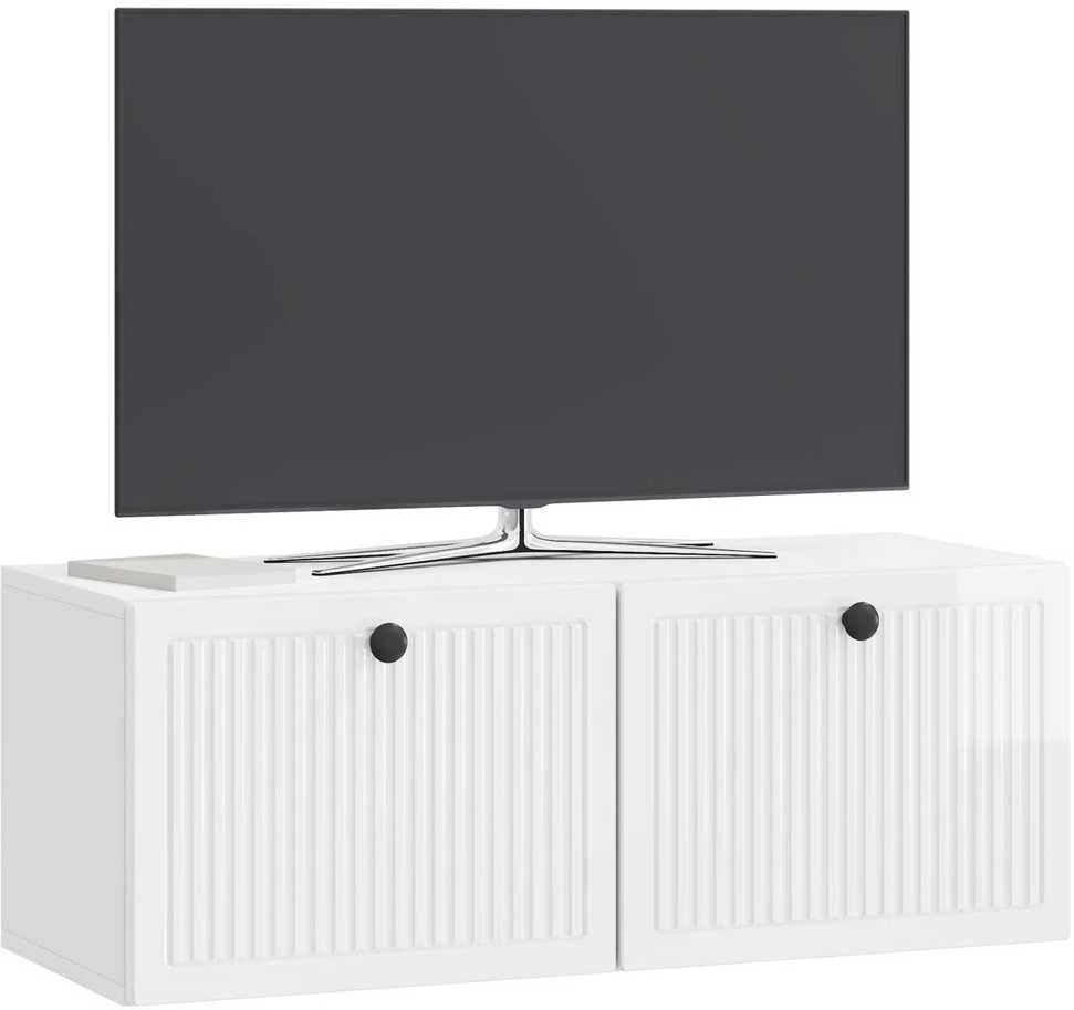 TV staliukas Sieninė TV spintelė Itin blizgi balta 78,5 x 31 x 30 cm