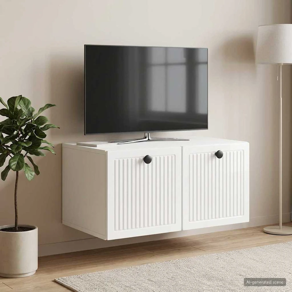 Sieninė TV spintelė Itin blizgi balta 59,5 x 41 x 30 cm