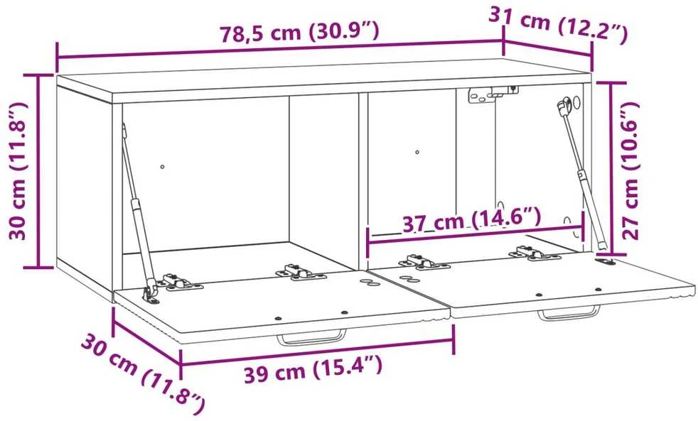 Sieninė TV spintelė Itin blizgi balta 78,5 x 31 x 30 cm