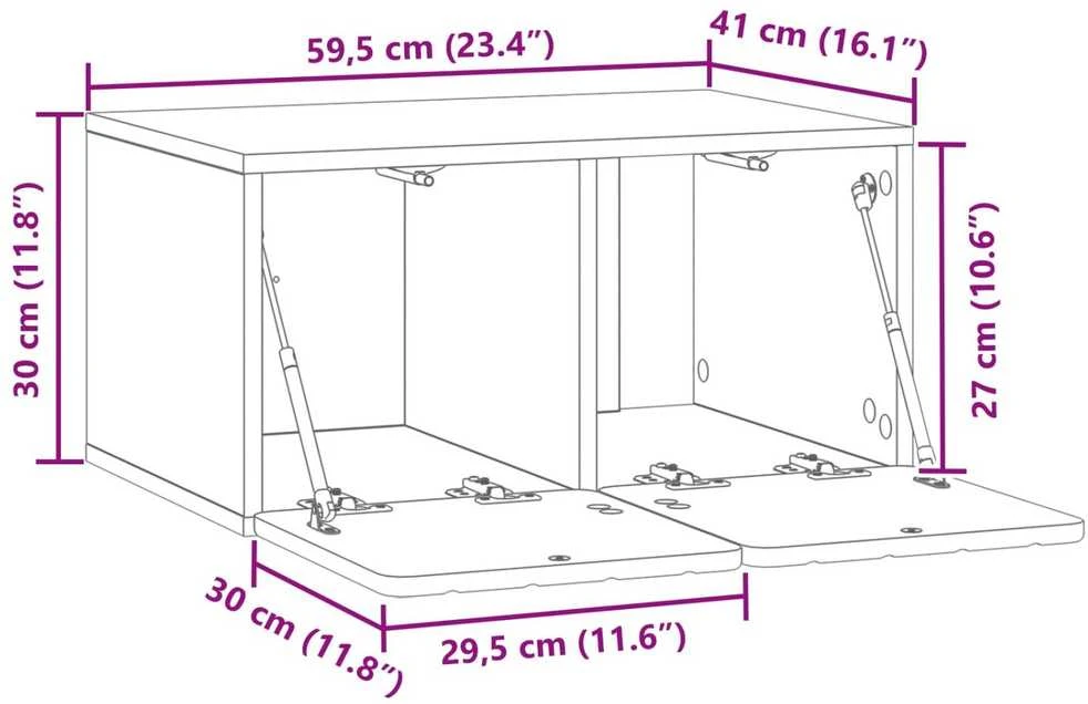 TV staliukas Sieninė TV spintelė 59,5 x 41 x 30 cm Itin blizgi balta