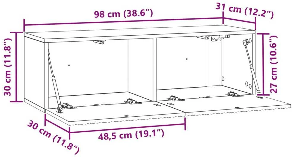 TV staliukas Sieninė TV spintelė 98 x 31 x 30 cm Itin blizgi balta