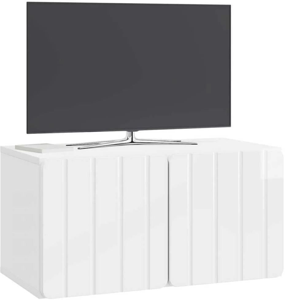 TV staliukas Sieninė TV spintelė 59,5 x 31 x 30 cm Itin blizgi balta