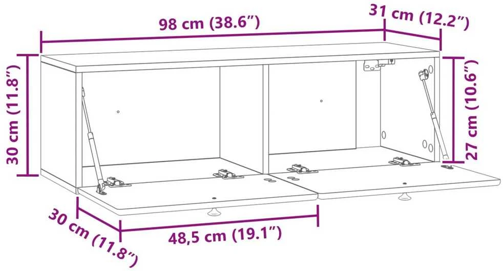 TV staliukas Sieninė TV spintelė 98 x 31 x 30 cm Itin blizgi balta