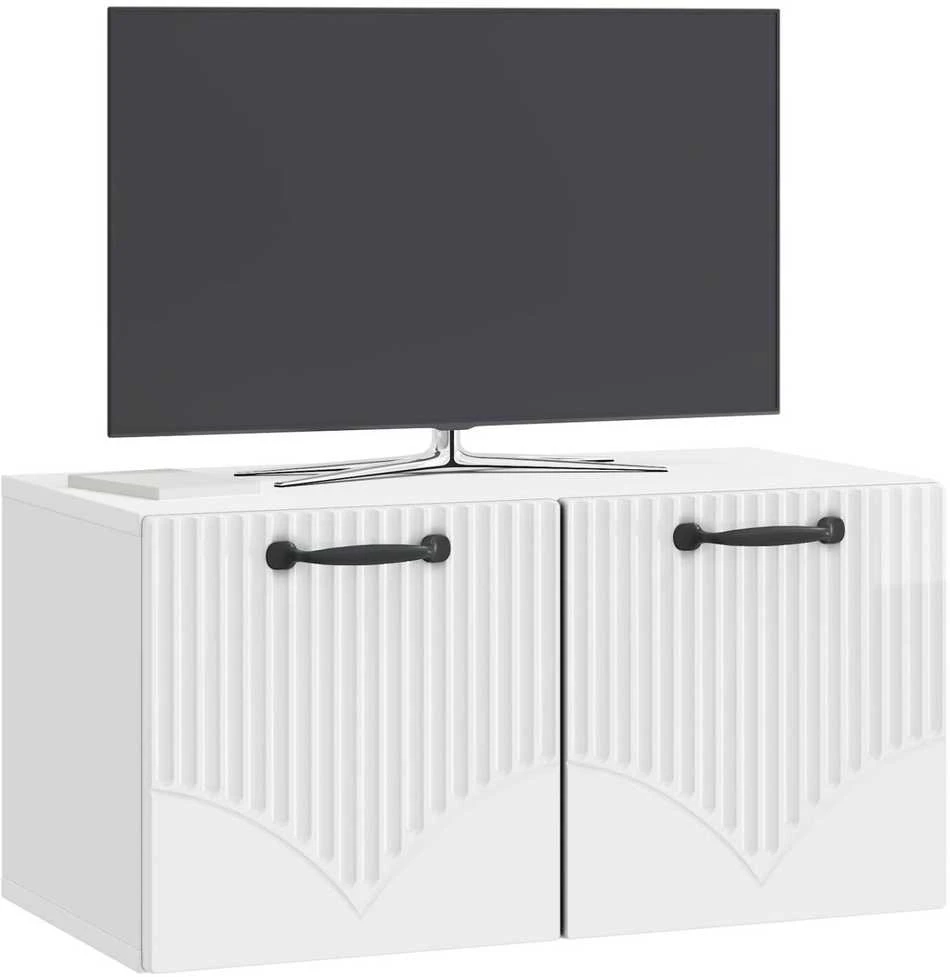 TV staliukas Sieninė TV spintelė Itin blizgi balta 59,5 x 31 x 30 cm