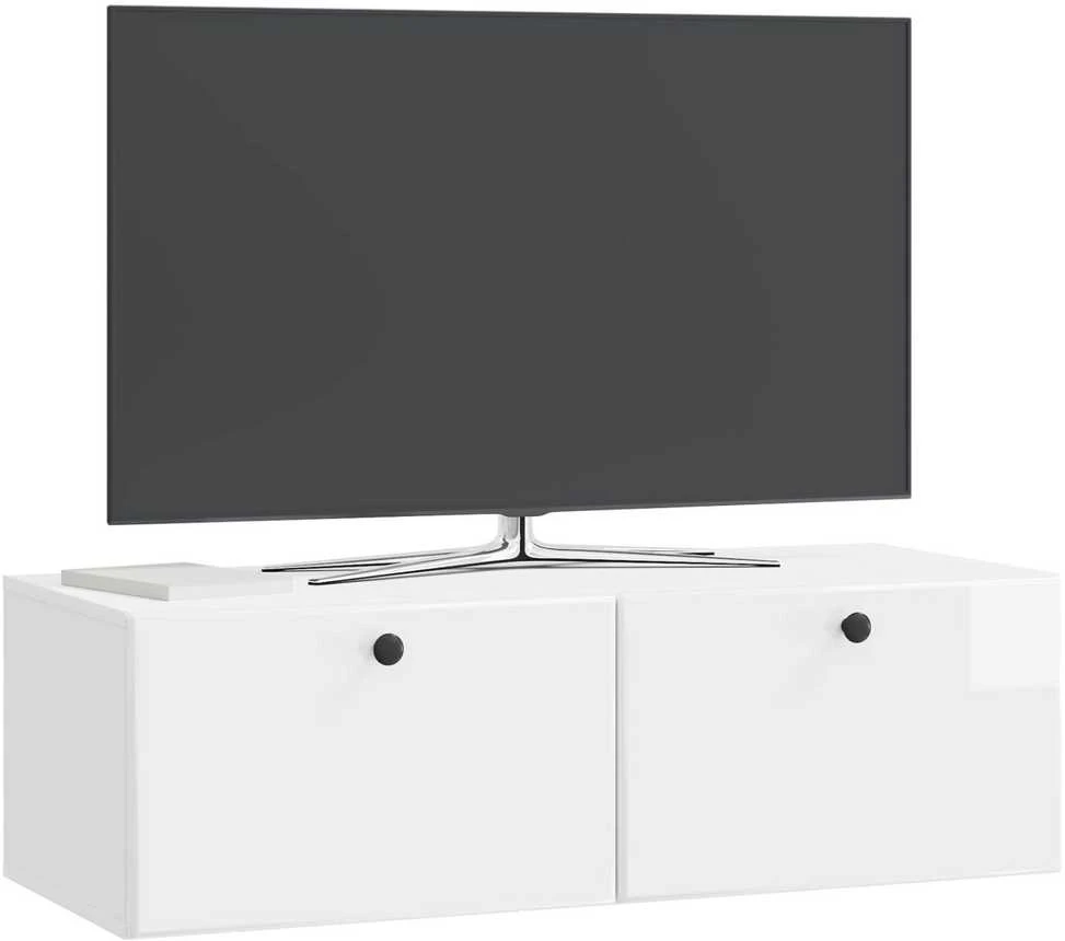 TV staliukas Sieninė TV spintelė 98 x 41 x 30 cm Itin blizgi balta