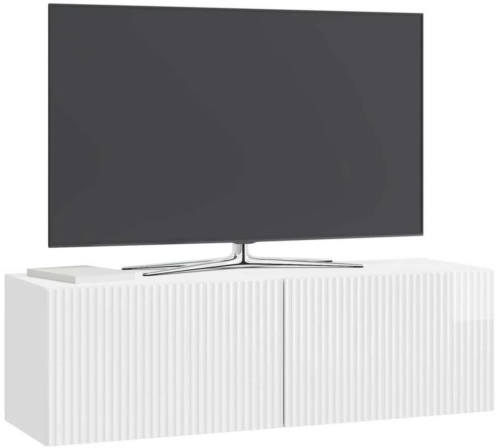 TV staliukas Sieninė TV spintelė 98 x 31 x 30 cm Itin blizgi balta