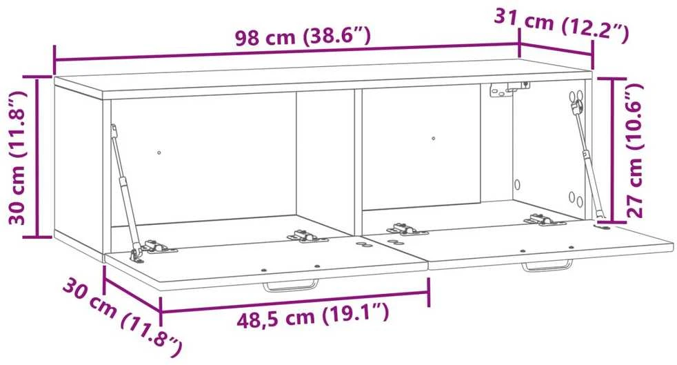 TV staliukas Sieninė TV spintelė Itin blizgi balta 98 x 31 x 30 cm