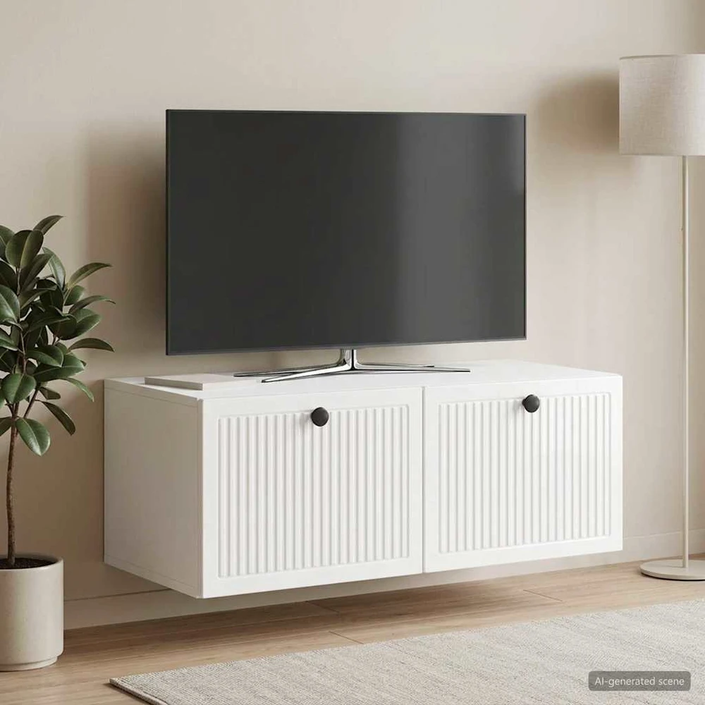 TV staliukas Sieninė TV spintelė Itin blizgi balta 78,5 x 41 x 30 cm