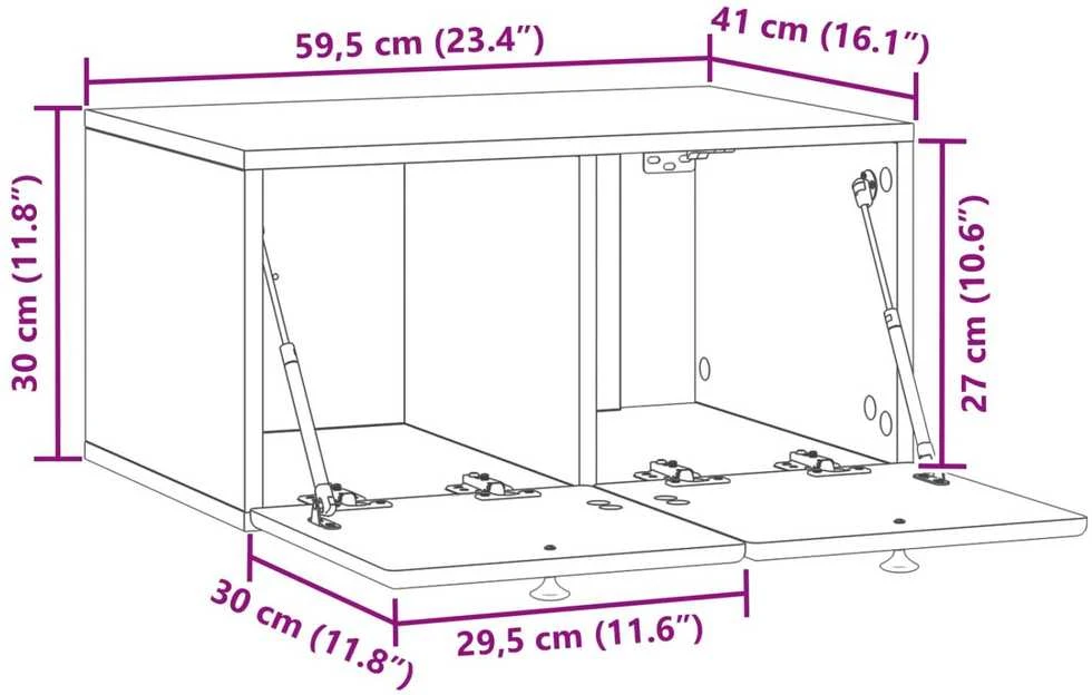 TV staliukas Sieninė TV spintelė 59,5 x 41 x 30 cm Itin blizgi balta