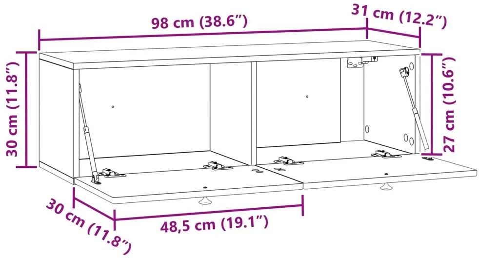 TV staliukas Sieninė TV spintelė Itin blizgi balta 98 x 31 x 30 cm