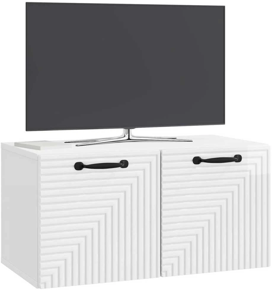 TV staliukas Sieninė TV spintelė Itin blizgi balta 59,5 x 31 x 30 cm