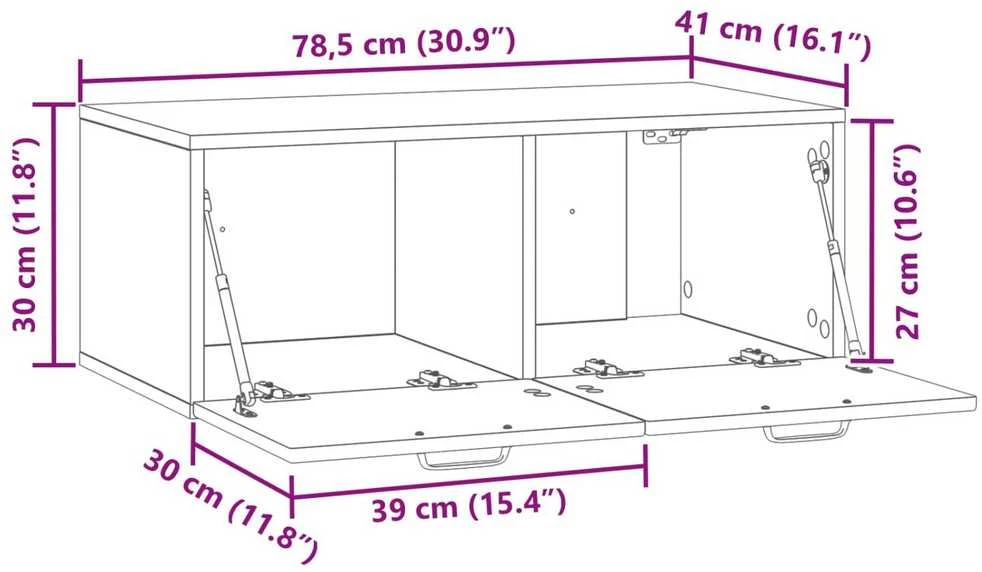 TV staliukas Sieninė TV spintelė Itin blizgi balta 78,5 x 41 x 30 cm