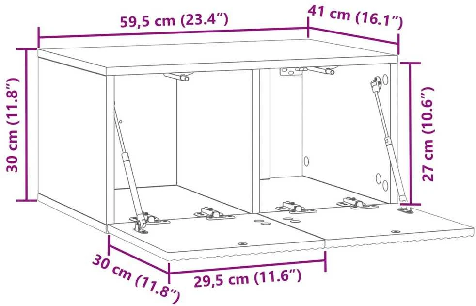 TV staliukas Sieninė TV spintelė 59,5 x 41 x 30 cm Itin blizgi balta